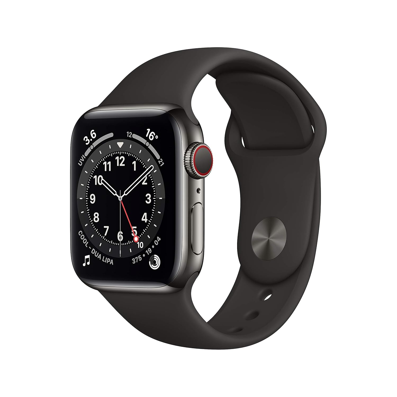 Apple Watch Series 6 (GPS + Cellular 40mm) -  Graphite  Stainless With Black Sport Band